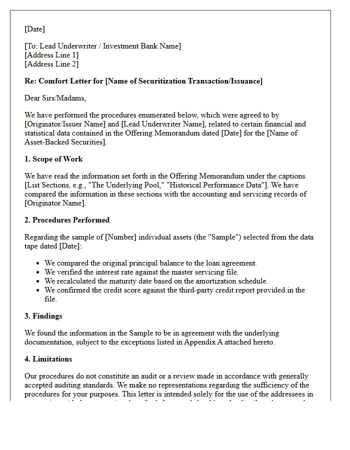Asset-Backed Securitization Comfort Letter