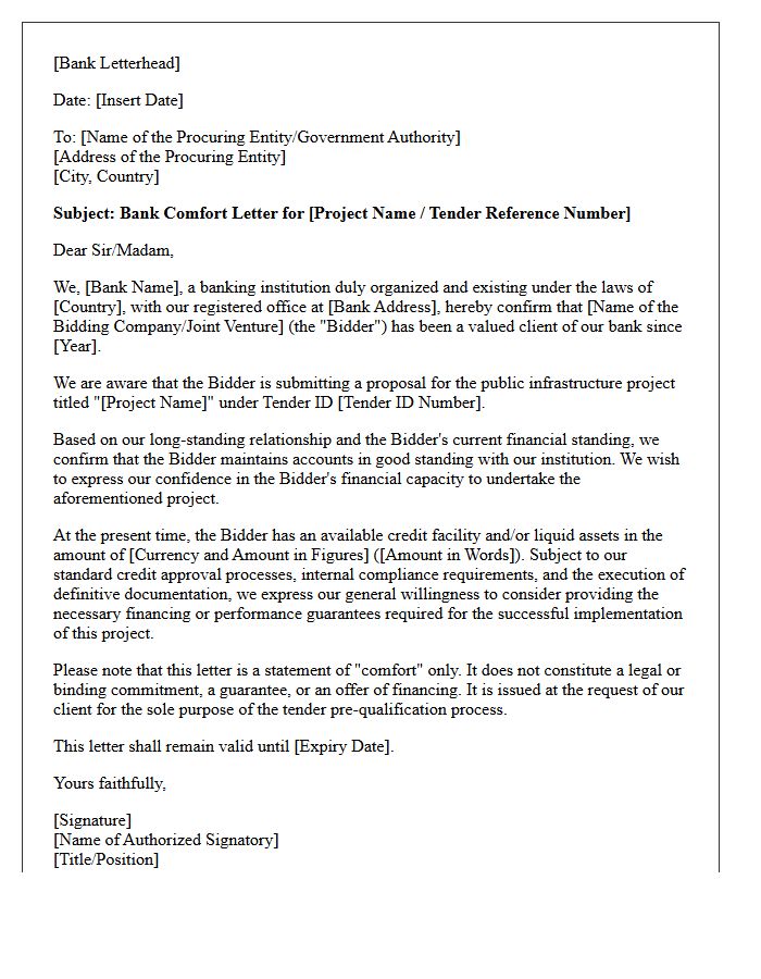 Standard Bank Comfort Letter for Public Infrastructure Bidding