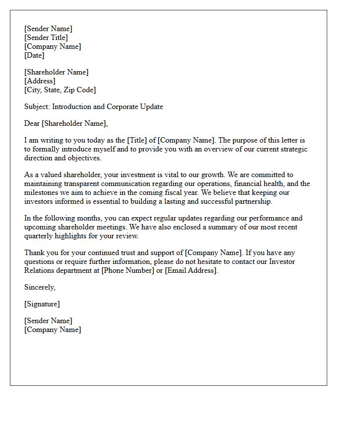 Shareholder Introduction and Purpose of the Letter