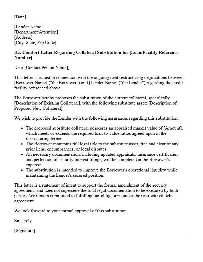 Comfort Letter for Collateral Substitution in Debt Restructuring