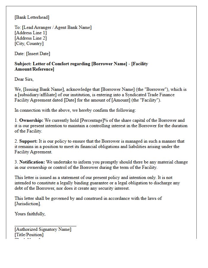 Interbank Comfort Letter for Syndicated Trade Finance Facility