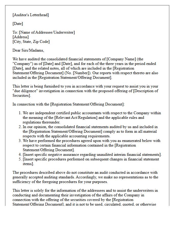 Independent Auditors Comfort Letter