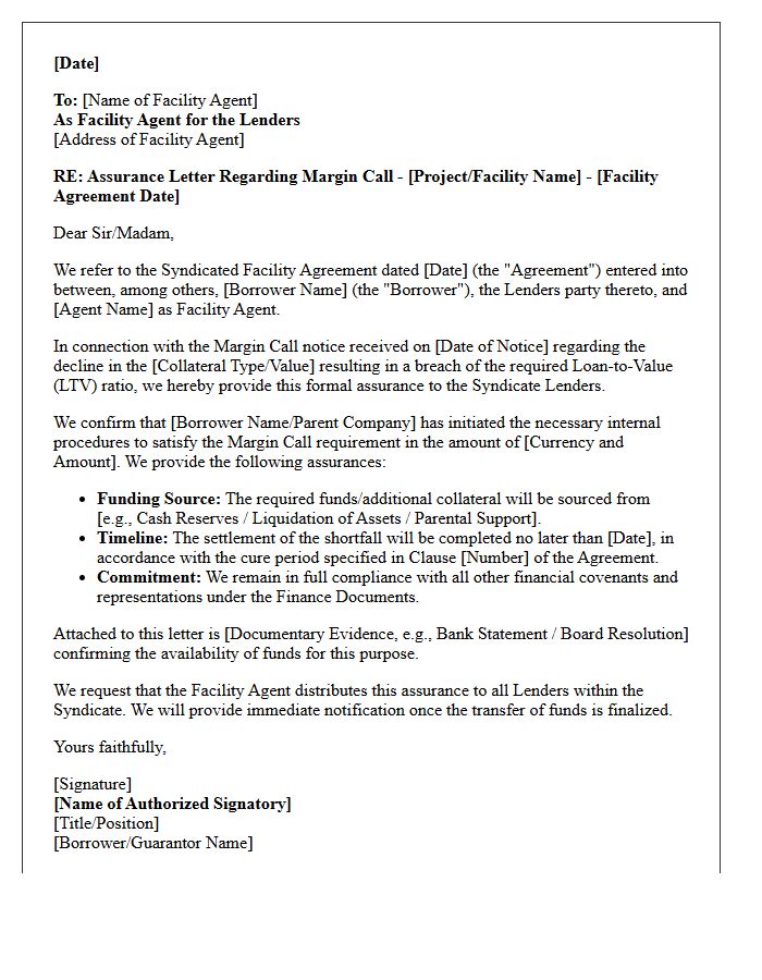 Syndicated Facility Margin Call Assurance Letter