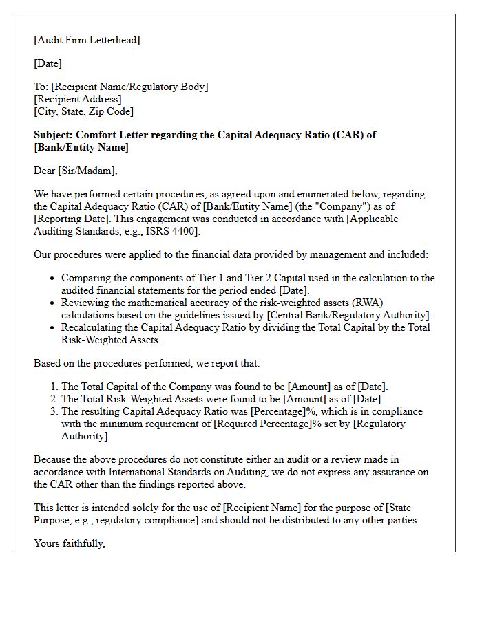 External Audit Comfort Letter for Capital Adequacy Ratio