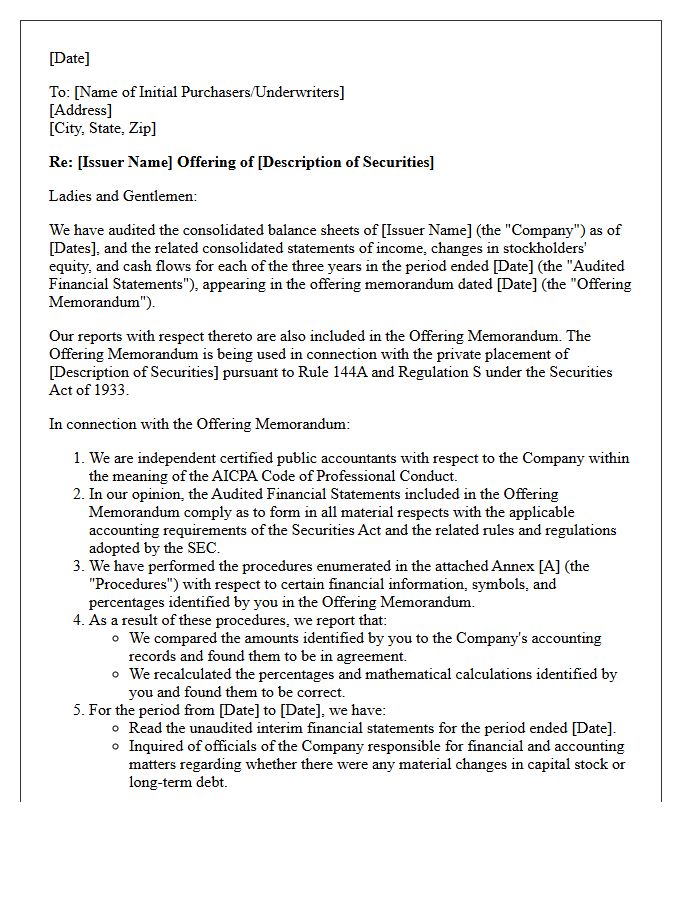Final Rule 144A Offering Comfort Letter for Banks