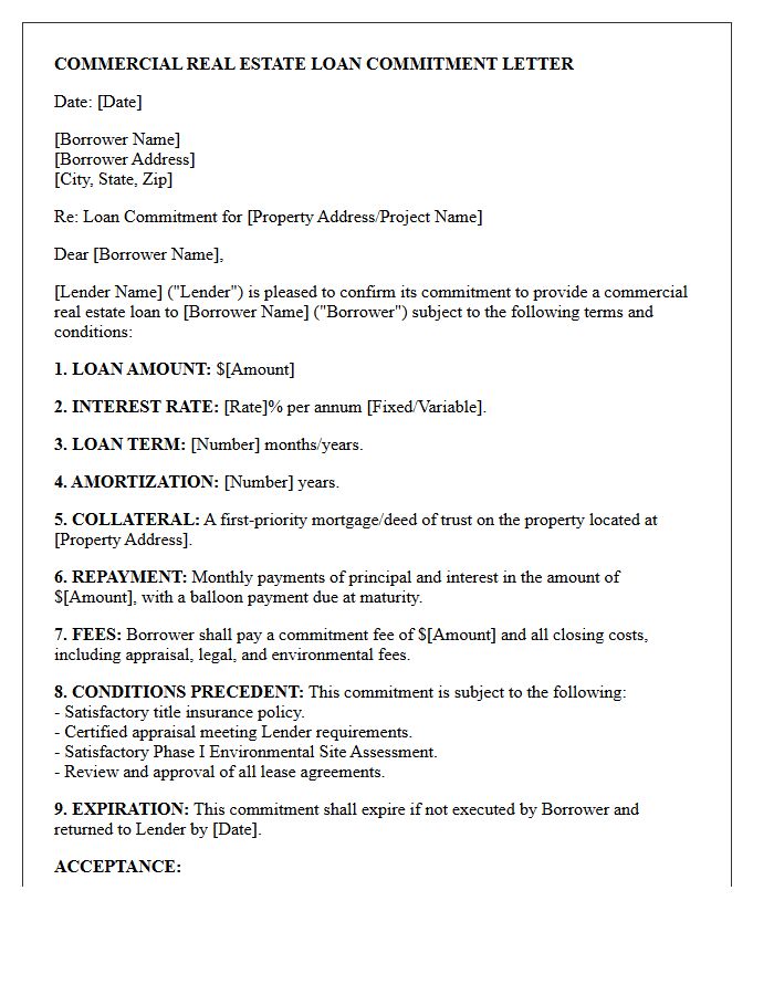 Executed Commercial Real Estate Loan Commitment Letter