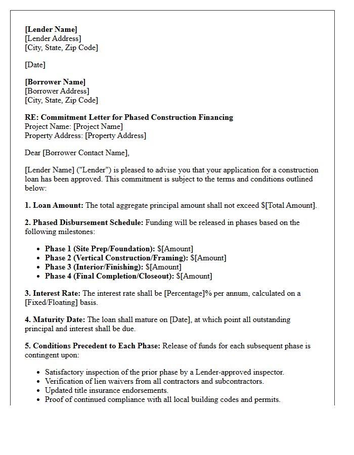 Phased Construction Financing Commitment Letter