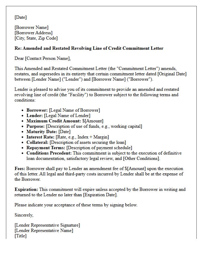Amended And Restated Revolving Line Of Credit Commitment Letter