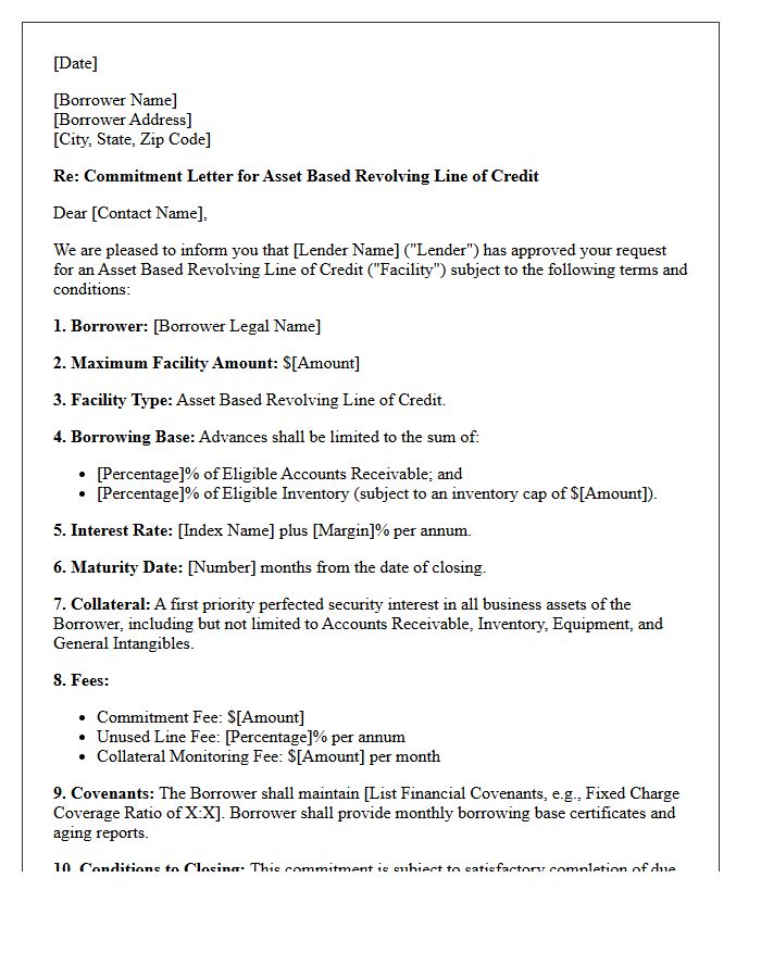 Asset Based Revolving Line Of Credit Commitment Letter