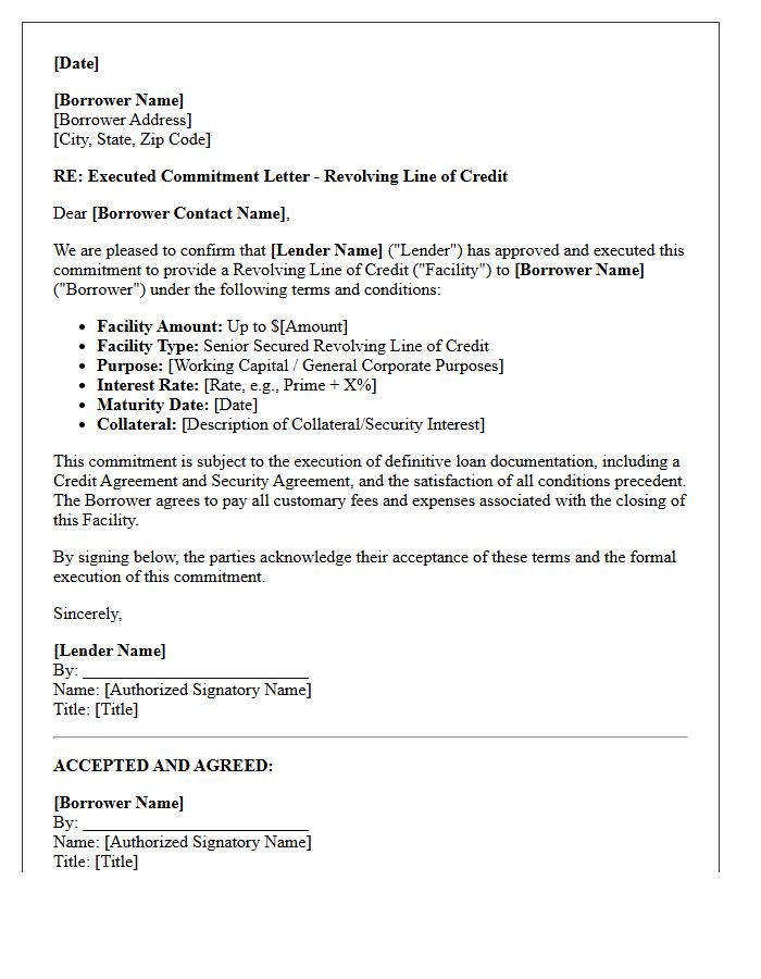 Executed Revolving Line Of Credit Commitment Letter