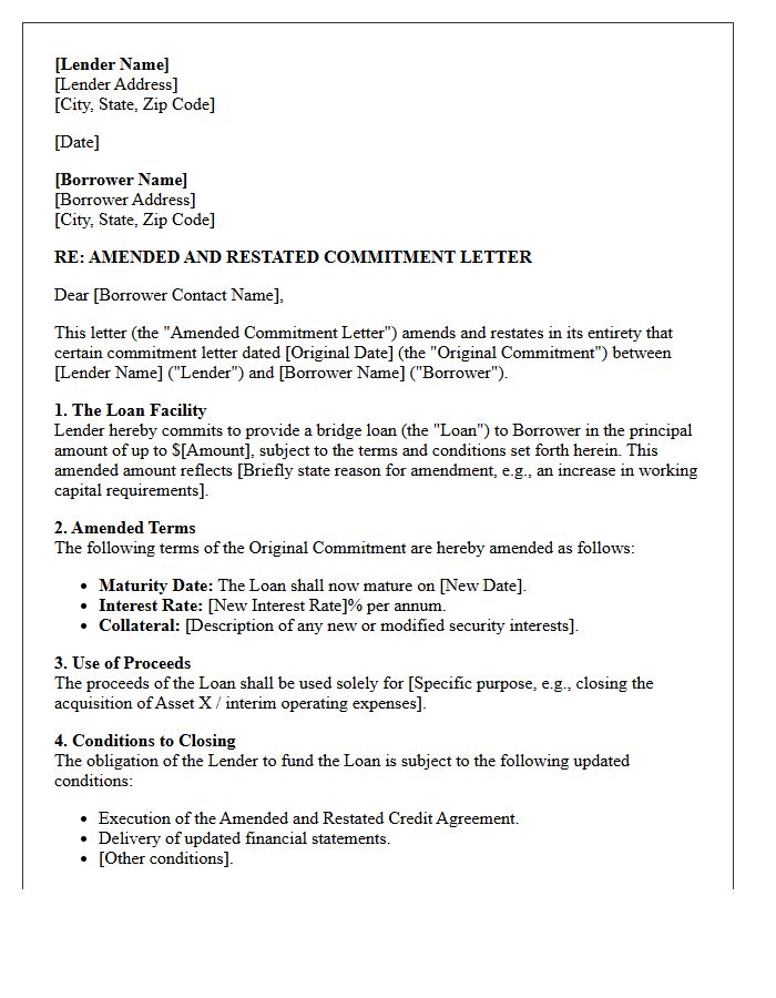 Amended Bridge Loan Financing Commitment Letter