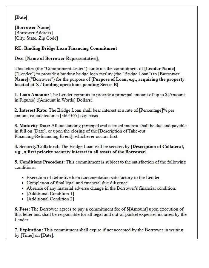 Binding Bridge Loan Financing Commitment Letter