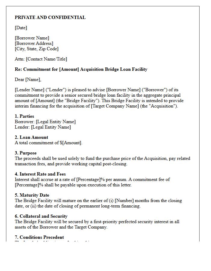 Corporate Acquisition Bridge Loan Financing Commitment Letter