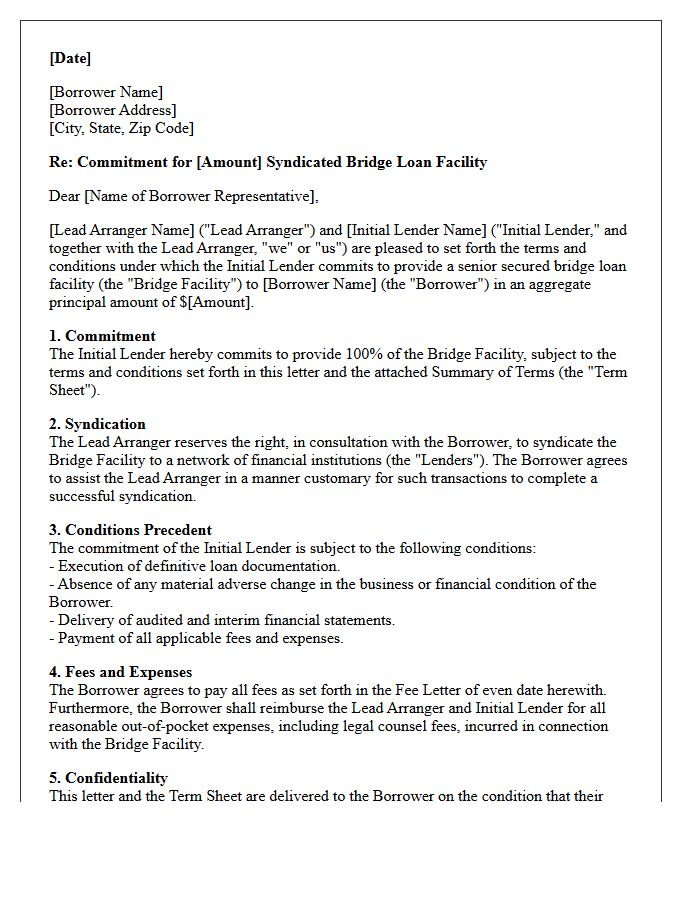 Syndicated Bridge Loan Financing Commitment Letter