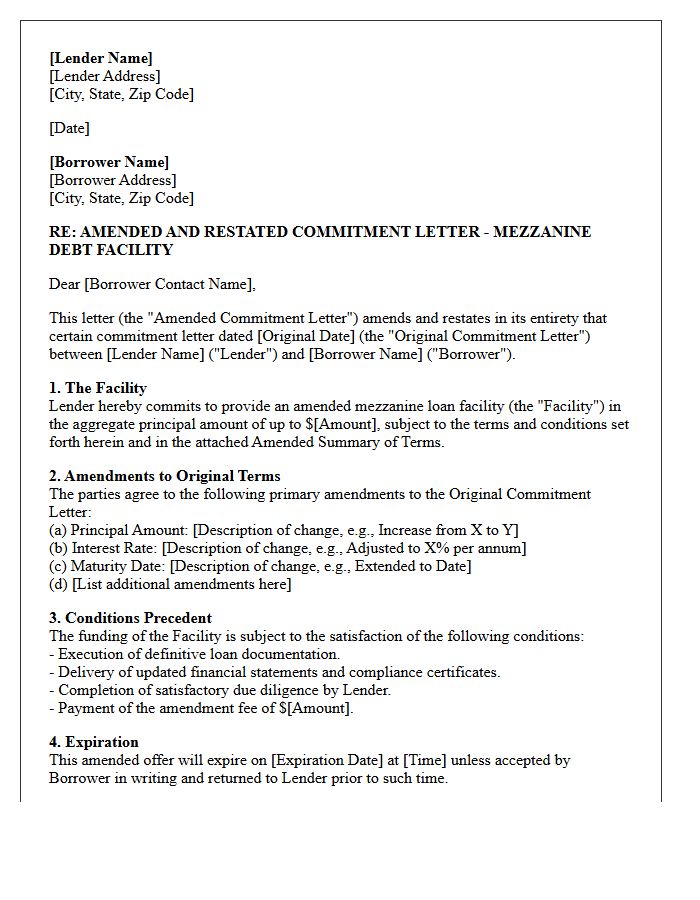 Amended Mezzanine Debt Facility Commitment Letter