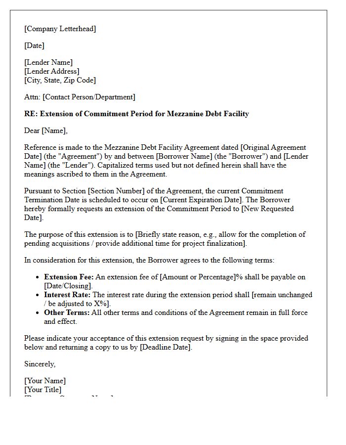 Mezzanine Debt Facility Commitment Extension Letter