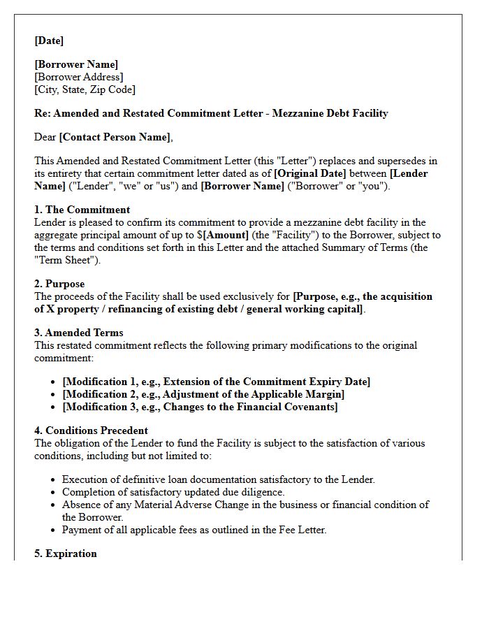 Restated Mezzanine Debt Facility Commitment Letter