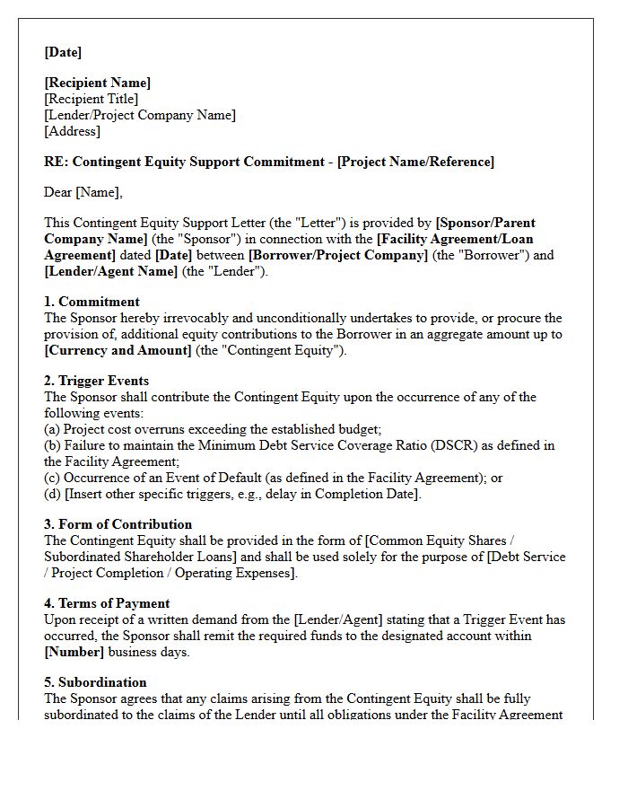 Contingent Equity Support Letter
