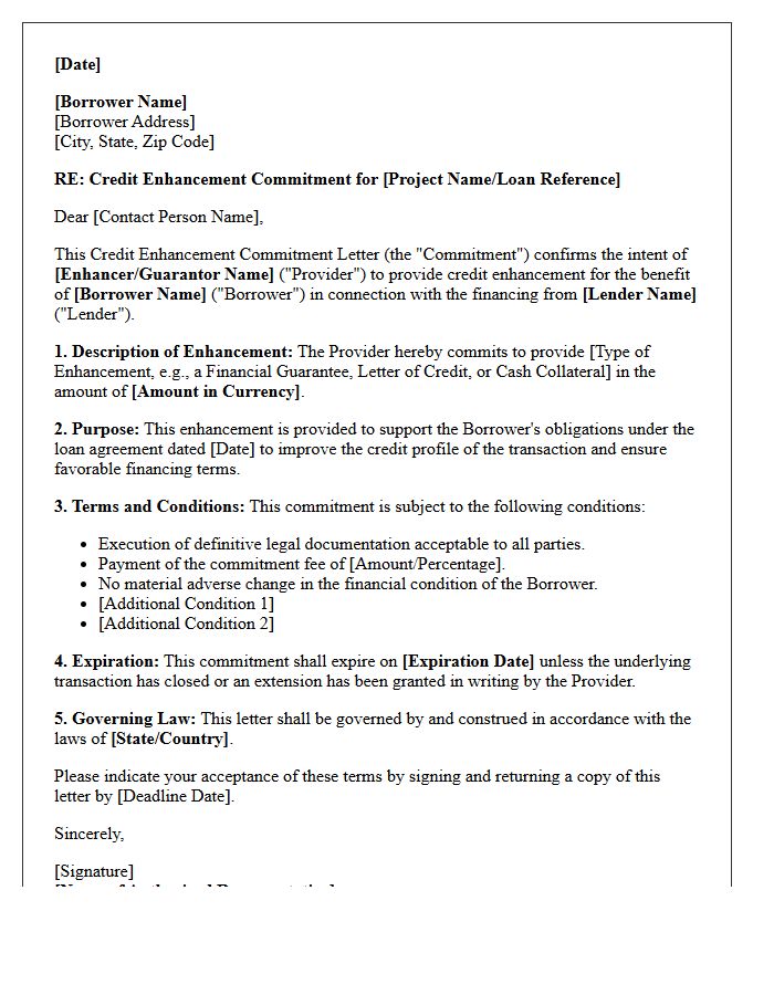 Credit Enhancement Commitment Letter