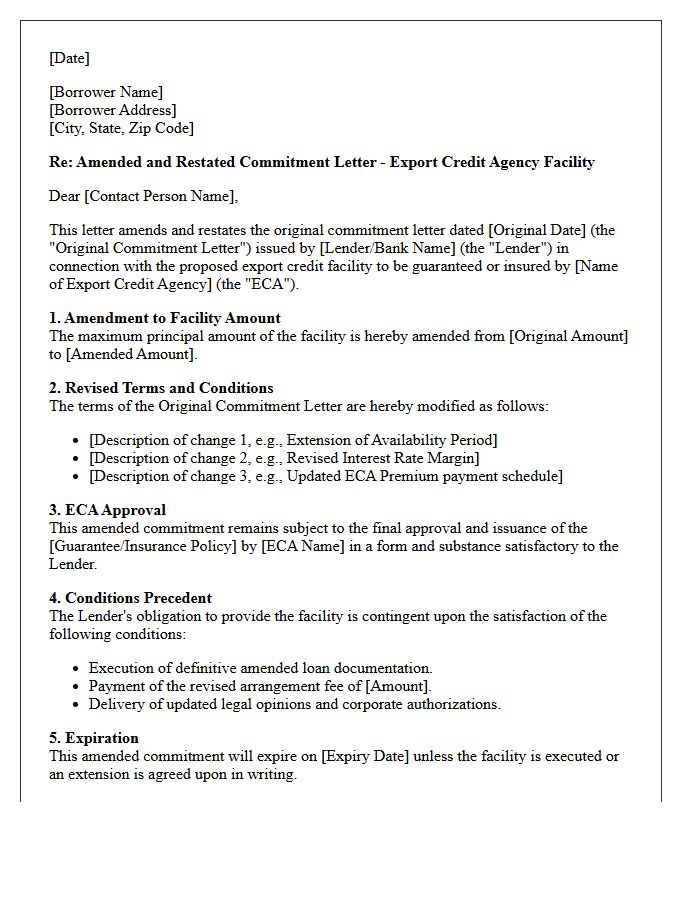 Amended Export Credit Agency Commitment Letter