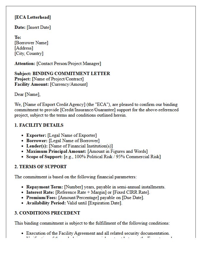 Binding Export Credit Agency Commitment Letter