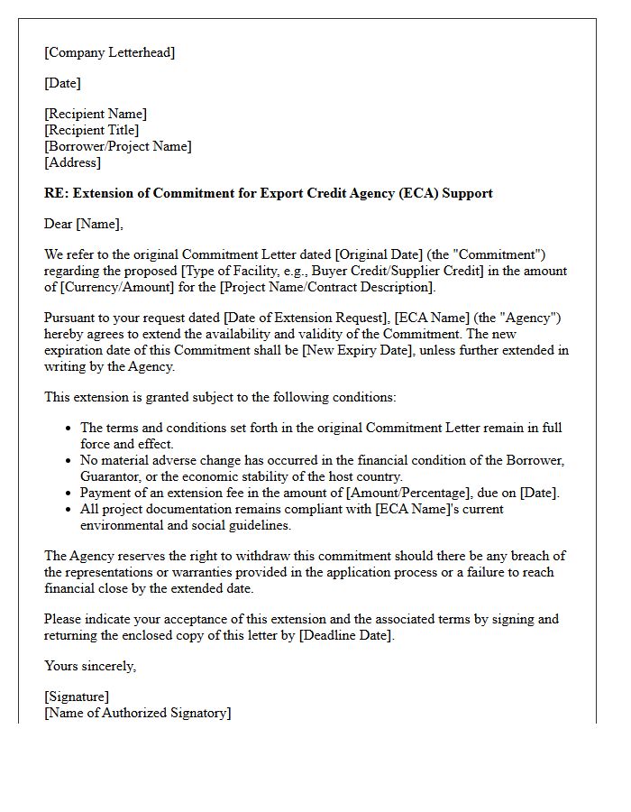 Extended Export Credit Agency Commitment Letter