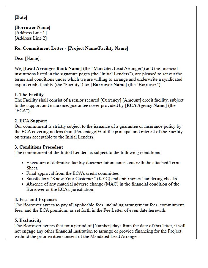 Syndicated Facility Export Credit Agency Commitment Letter