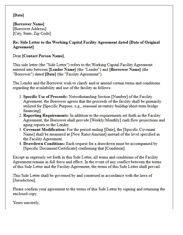 Working Capital Facility Side Letter