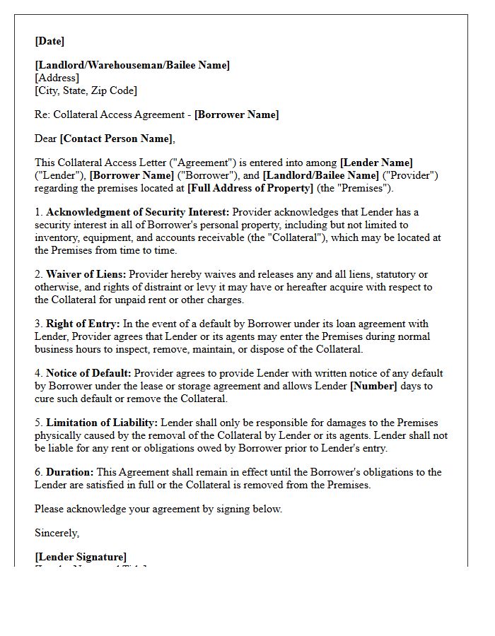 Asset-Based Lending Collateral Access Letter