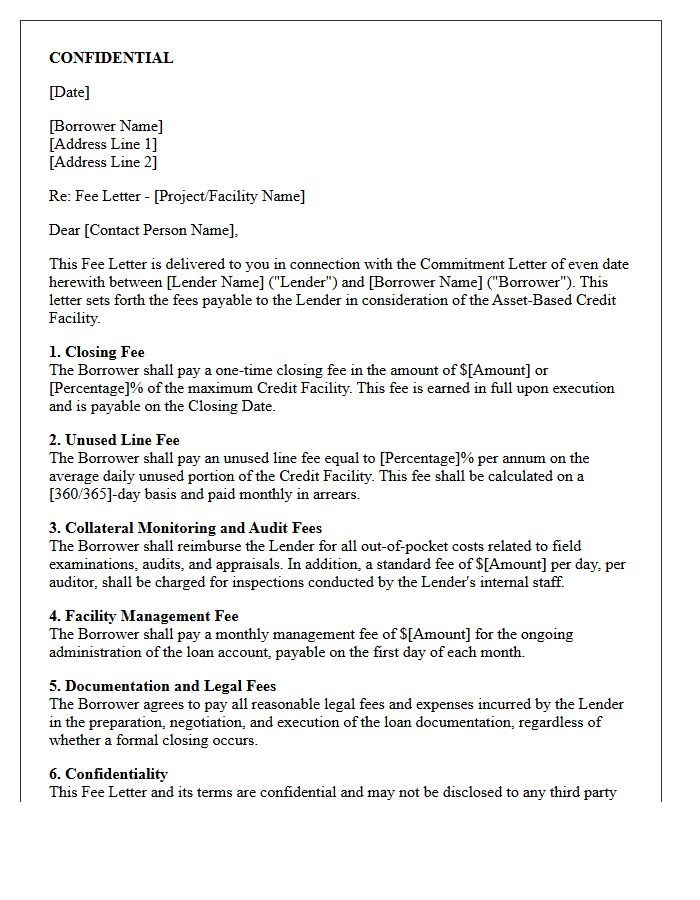 Asset-Based Lending Fee Letter