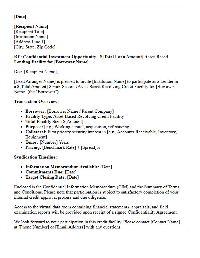 Asset-Based Lending Syndication Letter