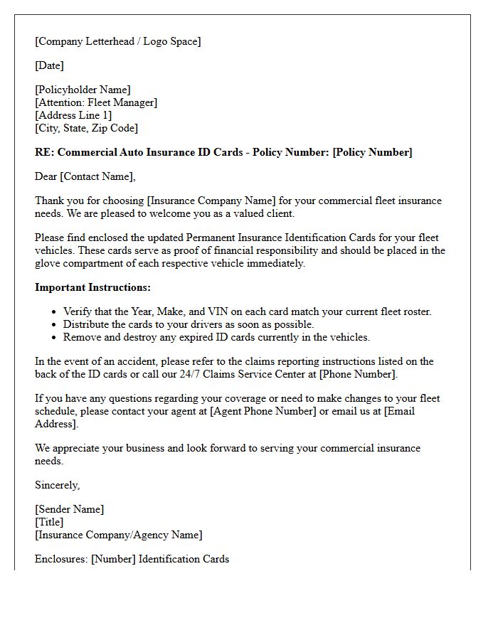 Auto Identification Cards Enclosed Welcome Letter For Commercial Fleets