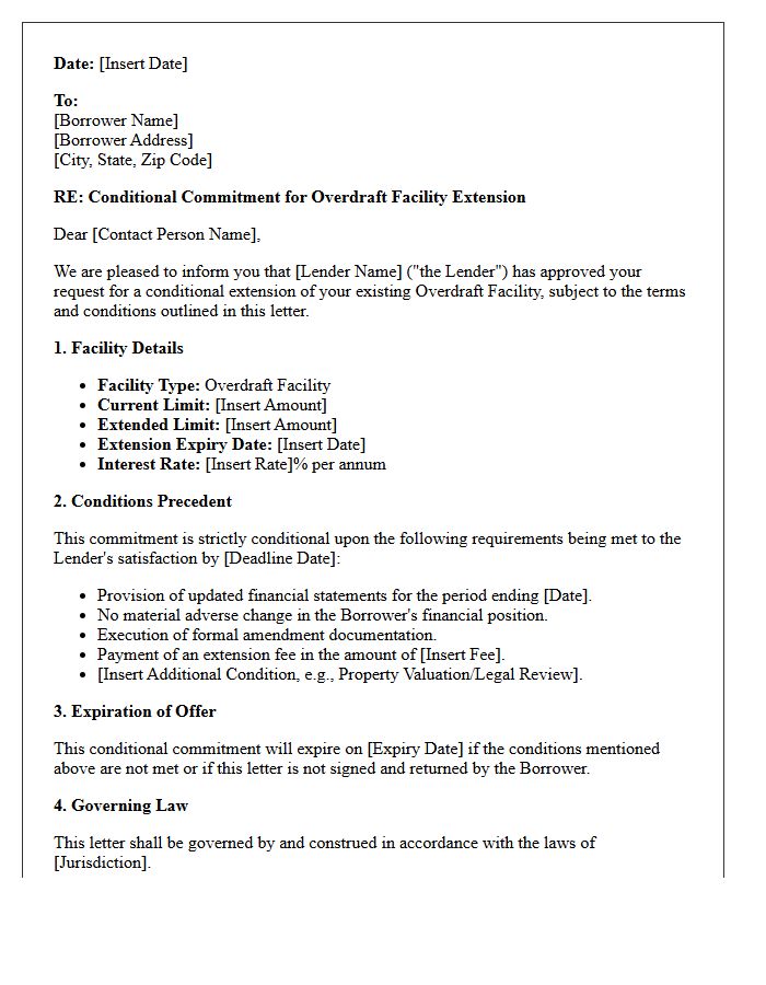 Conditional Overdraft Facility Extension Commitment Letter