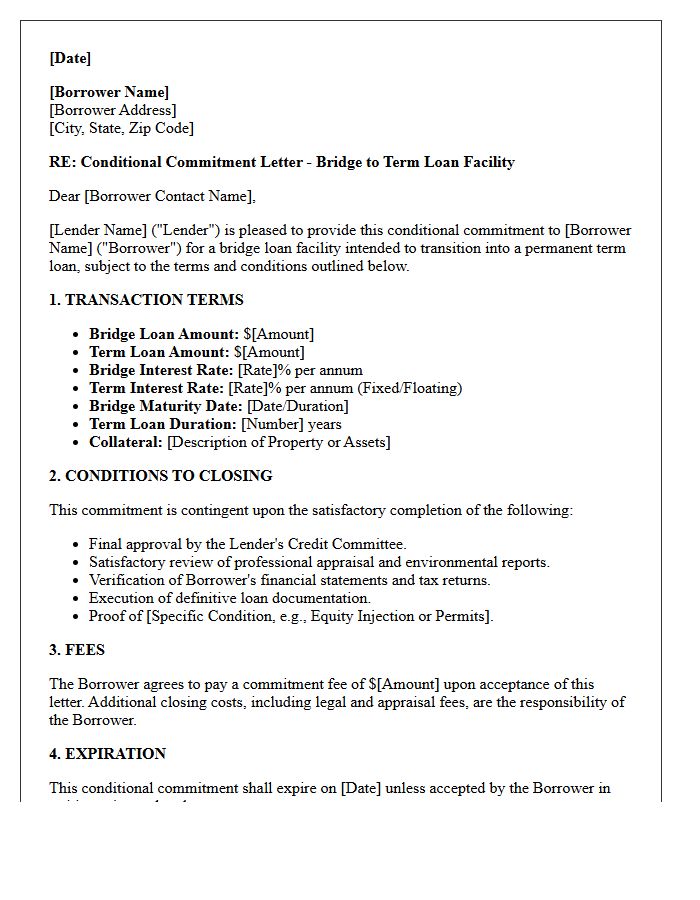 Bridge to Term Loan Conditional Commitment Letter
