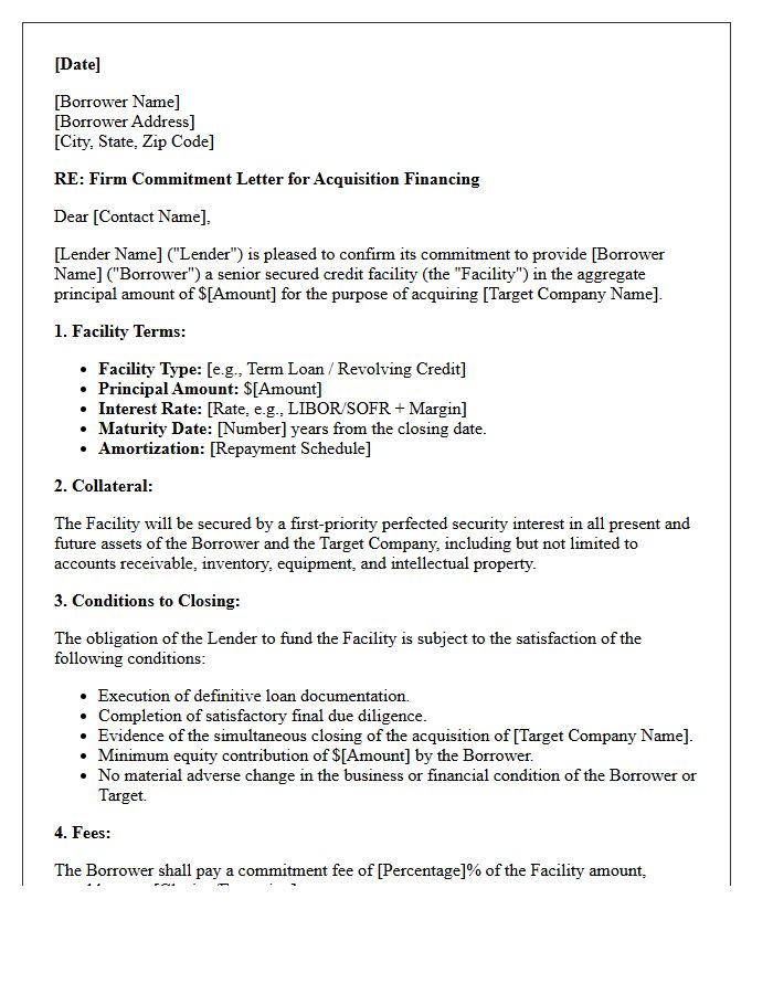 Acquisition Financing Firm Commitment Letter