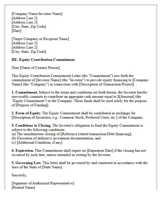 Equity Contribution Commitment Letter