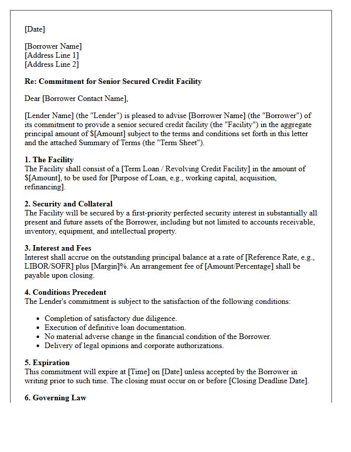 Senior Secured Credit Facility Commitment Letter