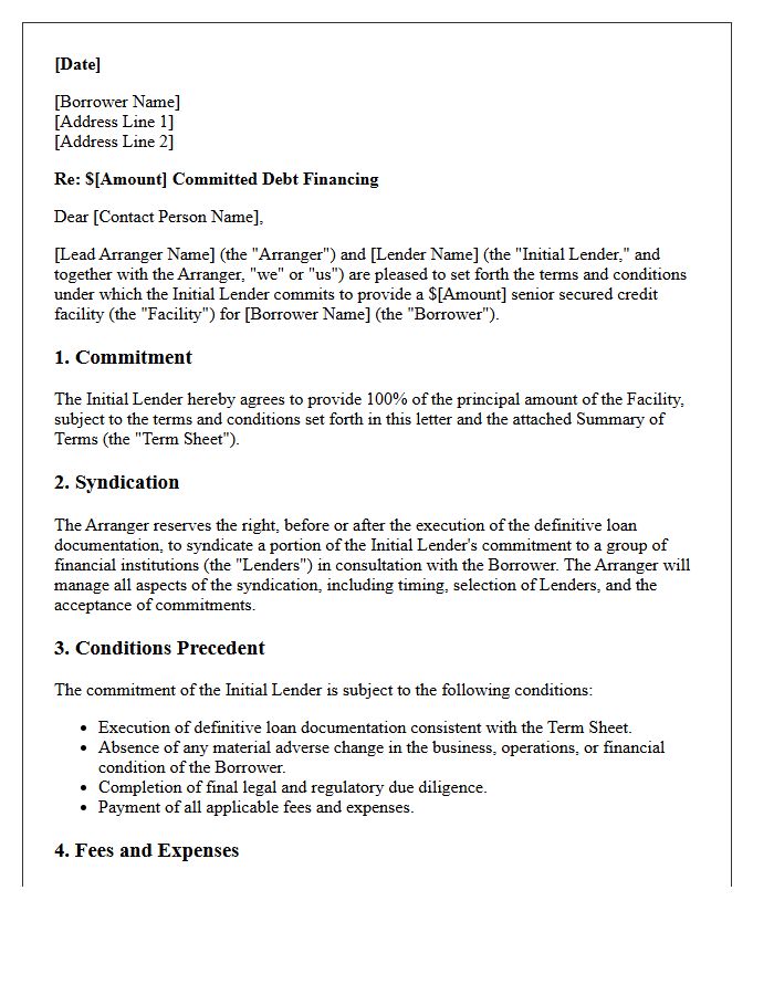 Syndicated Debt Firm Commitment Letter
