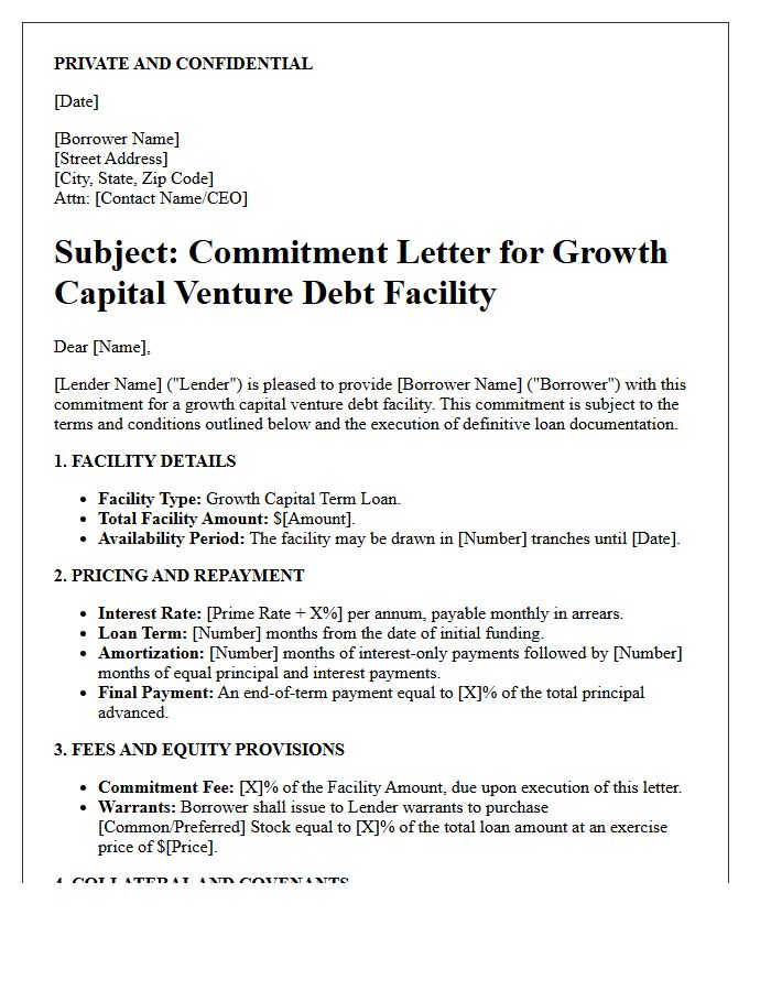 Growth Capital Venture Debt Commitment Letter