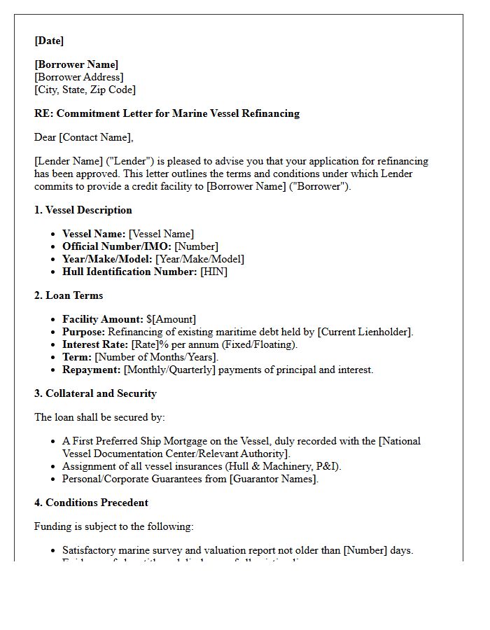 Refinancing Marine Vessel Financing Commitment Letter
