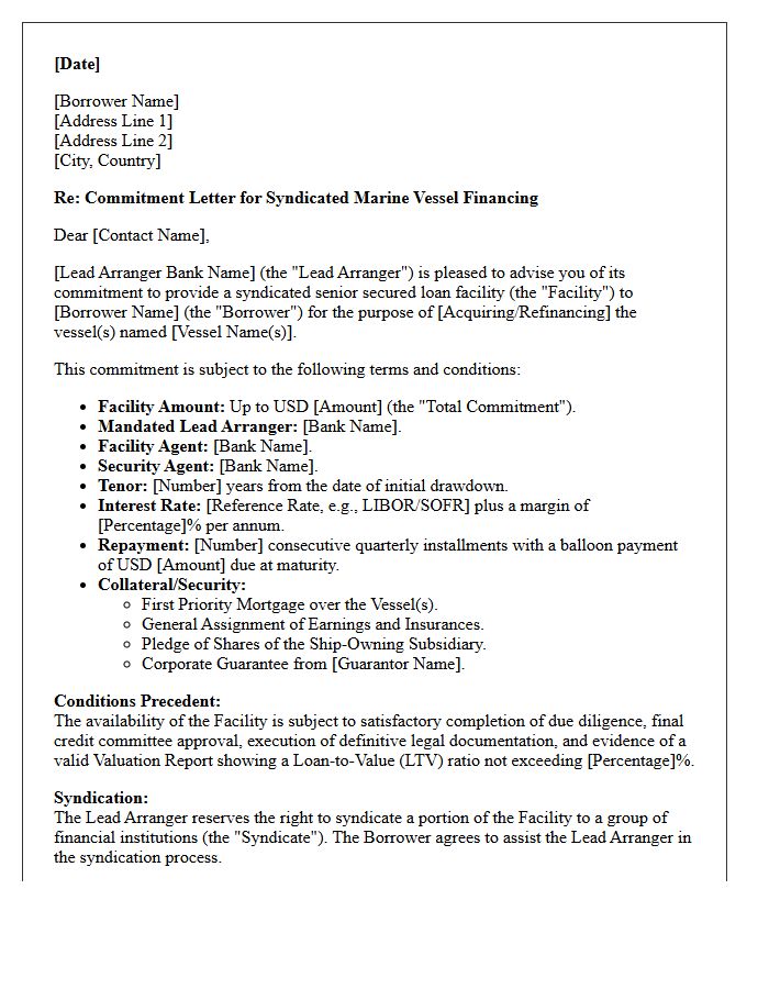 Syndicated Marine Vessel Financing Commitment Letter
