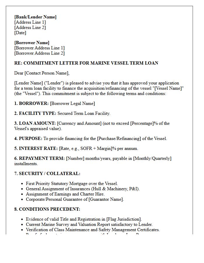 Term Loan Marine Vessel Financing Commitment Letter