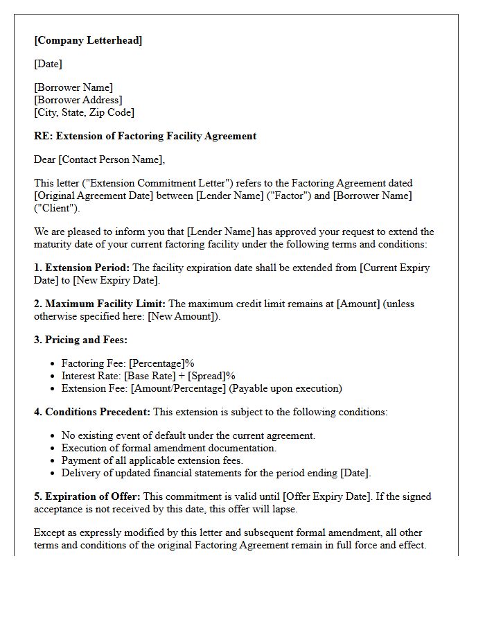 Extension Factoring Facility Commitment Letter
