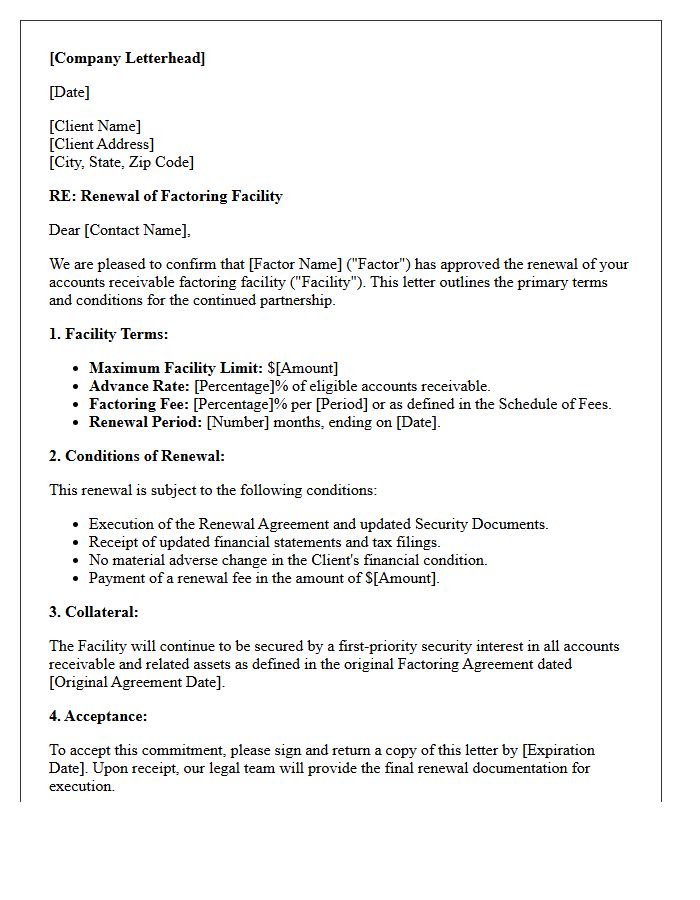 Renewal Factoring Facility Commitment Letter