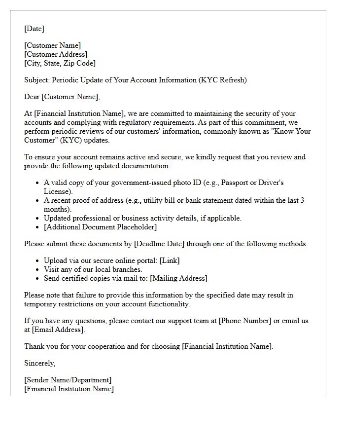 Periodic Know Your Customer Refresh Request Letter