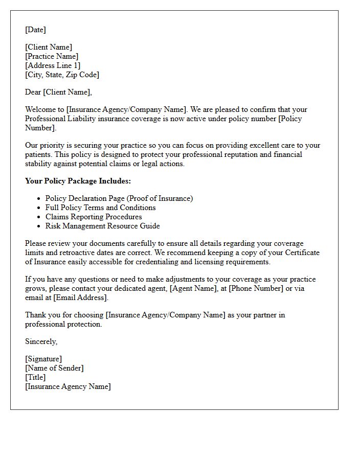Securing Your Practice: Professional Liability Welcome Letter