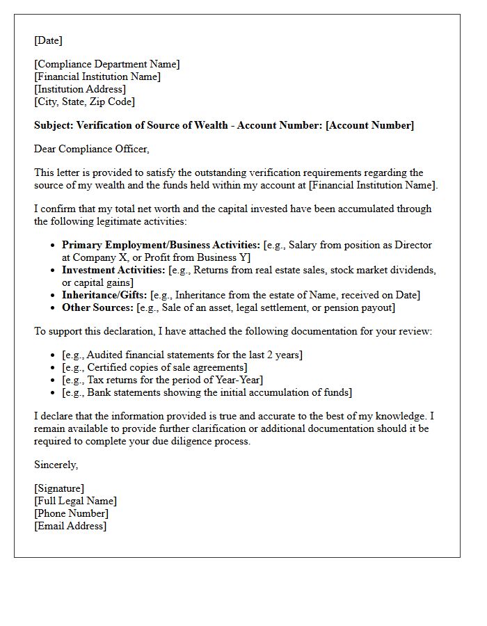 Outstanding Source Of Wealth Verification Letter