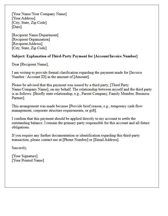 Third-Party Payment Explanation Letter