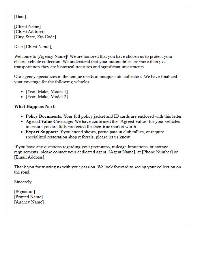 Welcome to the Agency Letter for Antique Auto Collectors