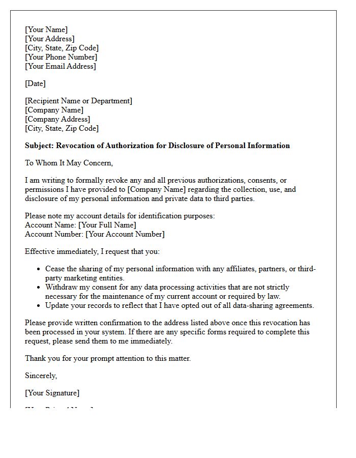 Revocation of Customer Privacy Authorization Letter